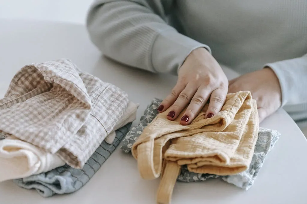 Folded laundry on a Brighton kitchen table